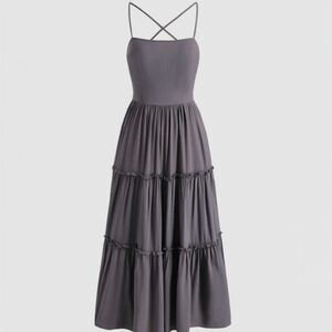 Cider Solid Backless Pleated Maxi Dress Size Large